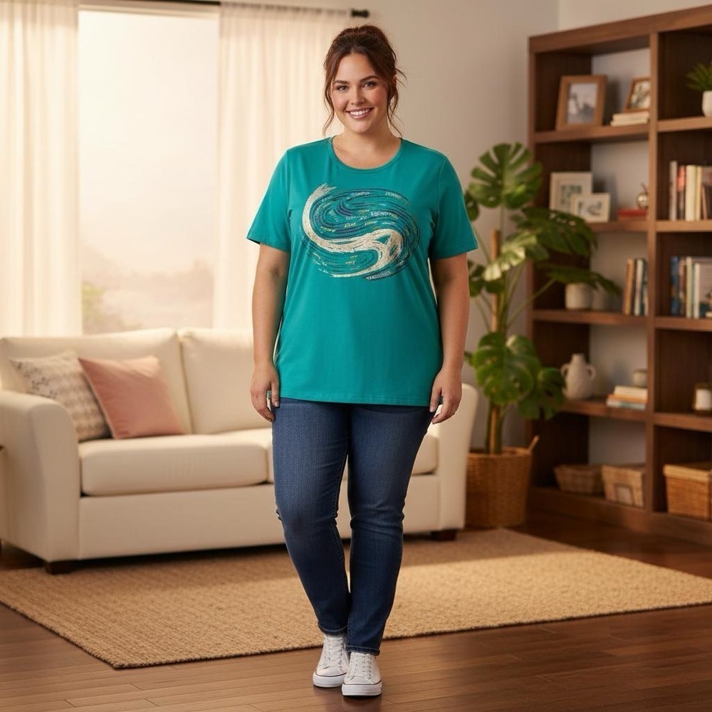 Penningtons Active Zone Graphic T Shirt Green 3X